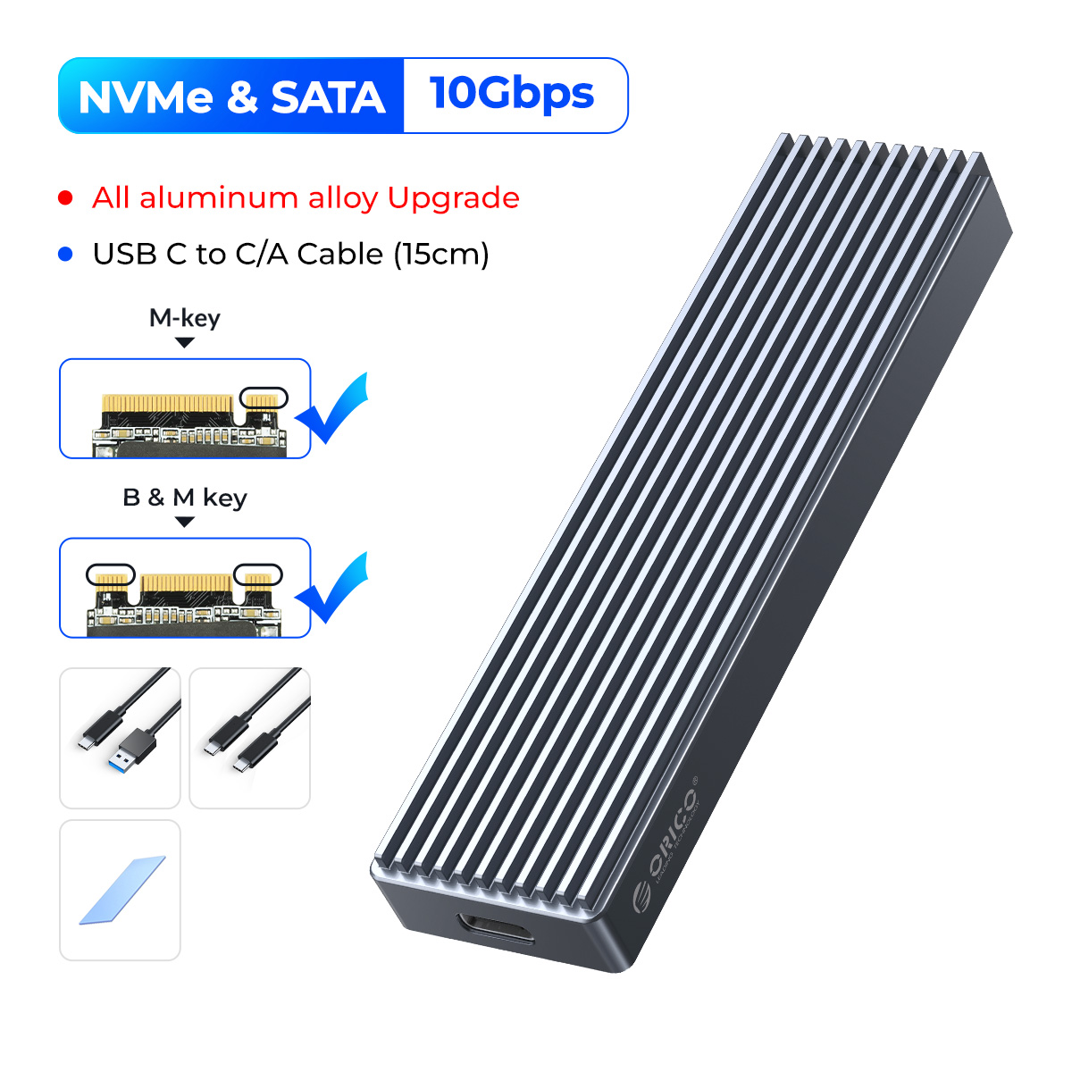 [Hàng Có Sẵn] USB-C Bao Vây SSD ORICO M.2 Hộp Đựng SSD PCIe Gen2 10Gbps Hộp Đựng SSD M2 SATA NVME NG