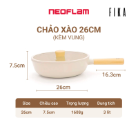 [Hàng chính hãng] Chảo xào sâu Neoflam Fika 26cm sâu lòng 75cm cán dài 17cm trọng lượng 941g. Hàng có sẵn giao ngay