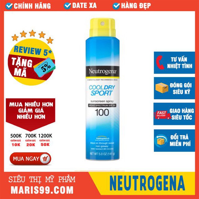 Xịt Chống Nắng Neutrogena Cool Dry Sport Sunscreen Spray Spf100 (141G)