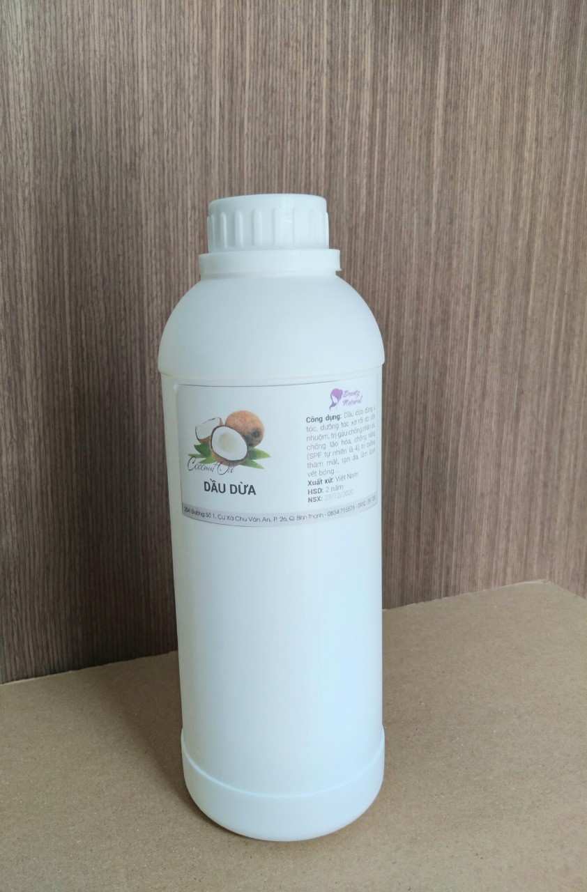 [Hcm]Dầu Dừa Ép Lạnh (Coconut Oil) 100Ml/ 500Ml/ 1 Lít - Nguyên Liệu Mỹ Phẩm Nguyên Liệu Làm Son Môi - 1 Lít