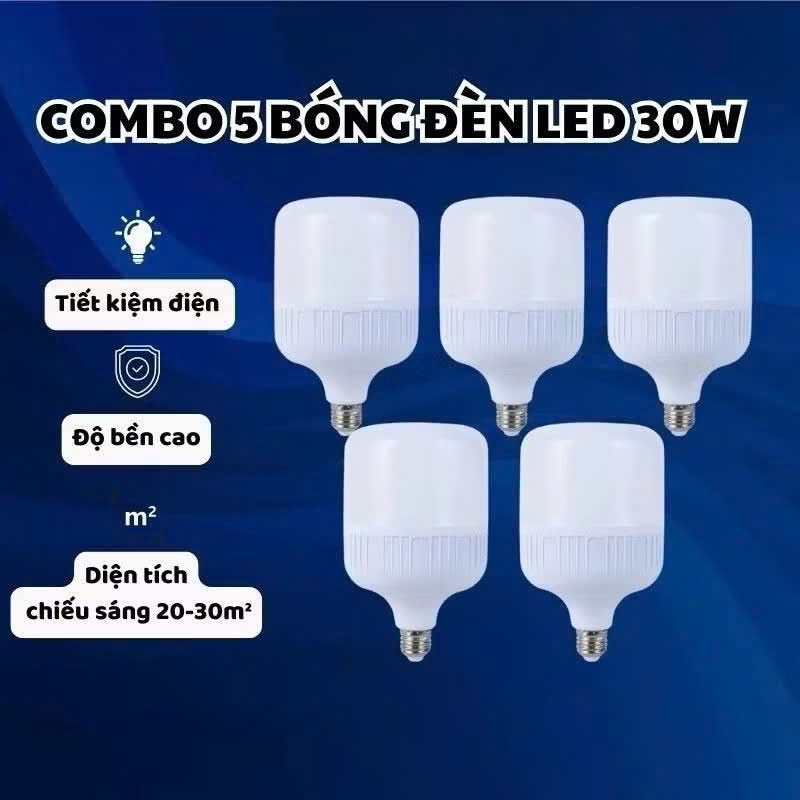 Bộ 5 bóng đèn Led 30W cao cấp tiết kiệm điện - Ánh sáng trắng