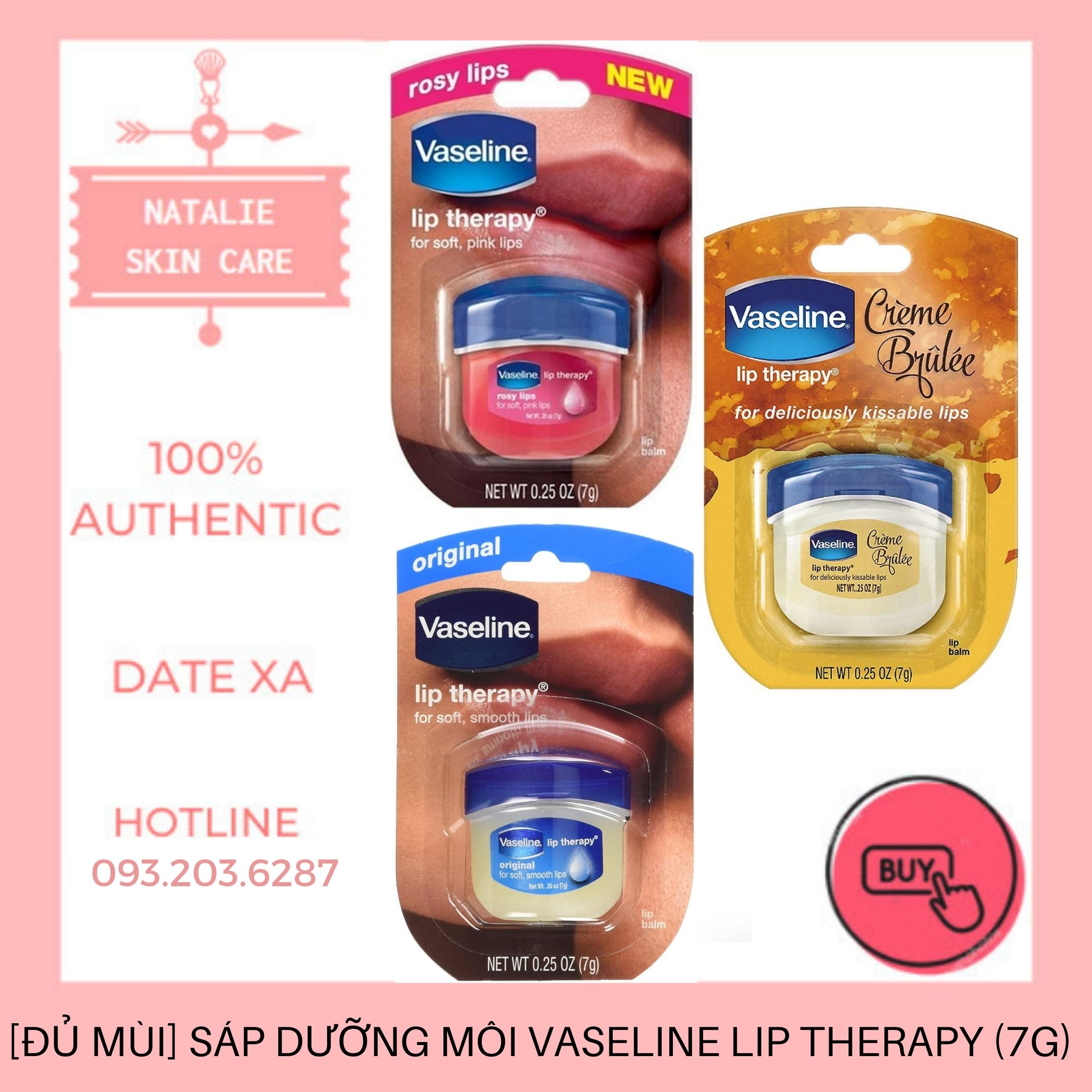 [Đủ Mùi] Sáp Cấp Ẩm Dành Cho Môi Vaseline Lip Therapy (7G)