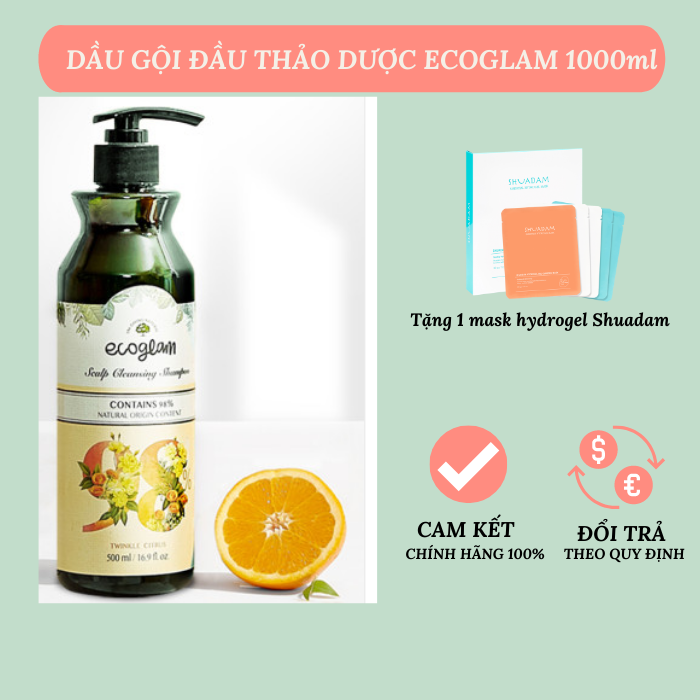 Dầu Gôi Hoa Cúc Thảo Dược Ecoglam 1000Ml Dưỡng Tóc Suông Mượt Mà Giảm Rối Không Cần Dầu Xả