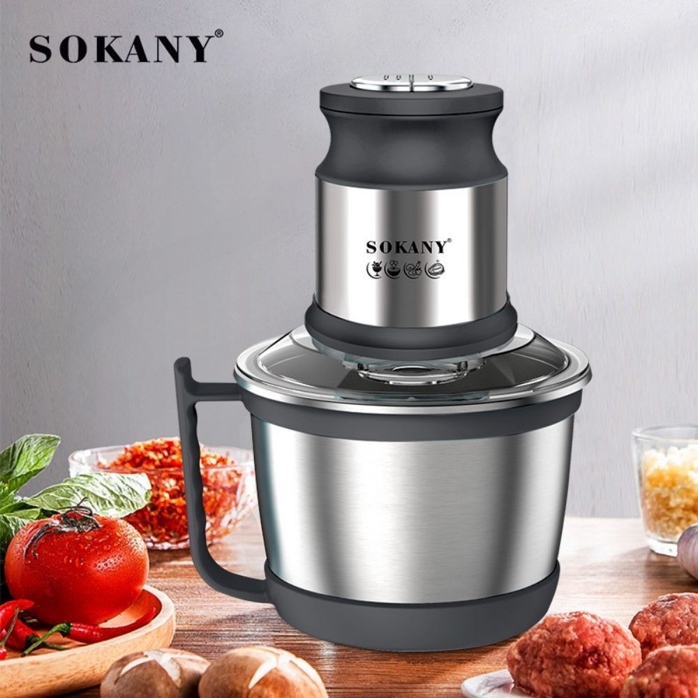 Máy xay thịt đa năng SOKANY SK-7027, dung tích 3L, công suất 800W, màu Đen Bạc