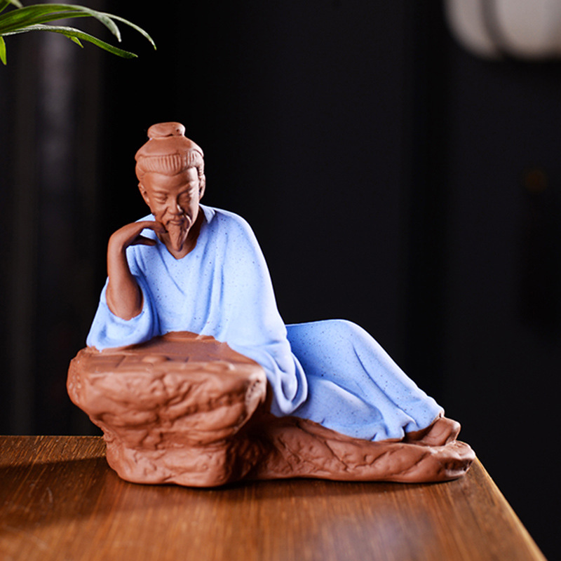 Tượng Khổng Minh (Gia Cát Lượng) Gốm Tử Sa Cao Cấp - Trang trí Bàn làm việc Phòng khách Ô Tô