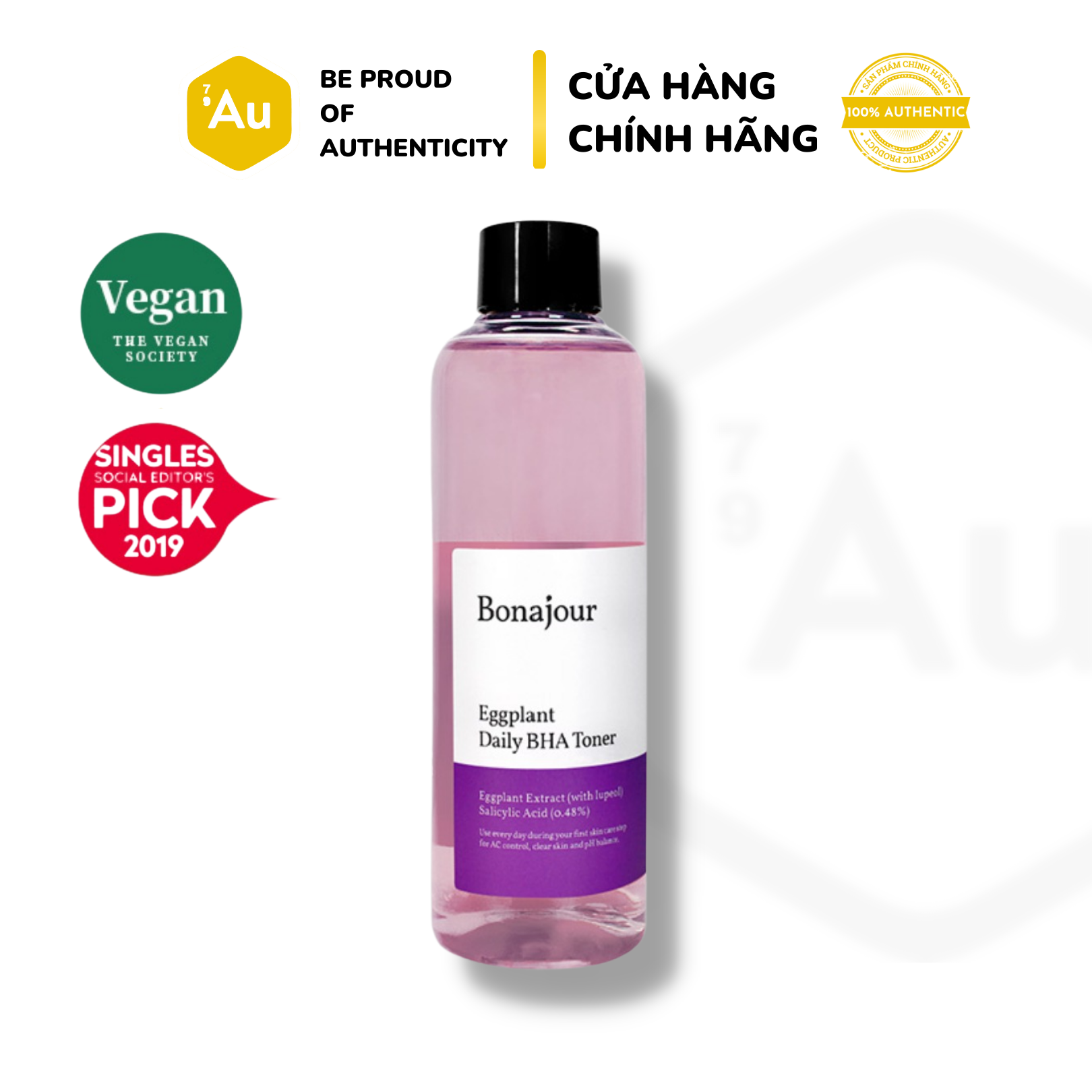 [Hàng Chính Hãng] Bonajour Eggplant Daily Bha Toner 205Ml | Nước Cân Bằng Da Chứa Cà Tím Và Bha Hỗ Trợ Làm Sạch Da