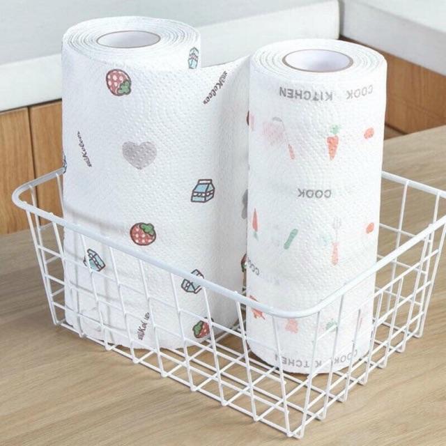 [CUỘN LỚN] CUỘN KHĂN GIẤY ĐA NĂNG - CUỘN GIẤY ĂN GIẤY LAU BẾP IN HỌA TIẾT XINH XẮN - CUỘN GIẤY VẢI L