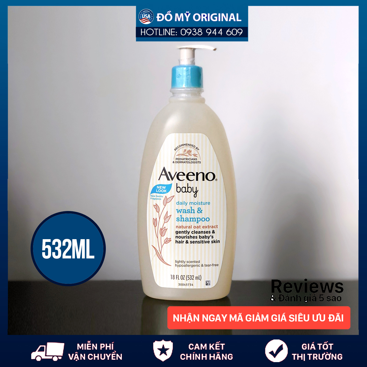 Sữa Tắm Gội Toàn Thân Aveeno Baby Daily Moisture Wash And Shampoo 532ml Hàng Nhập Mỹ Nhẹ Nhàng Lành Tính Không Gây Khô Da Giúp Làn Da Sạch Sẽ Mềm Mại Mát Mẻ Cho Bé