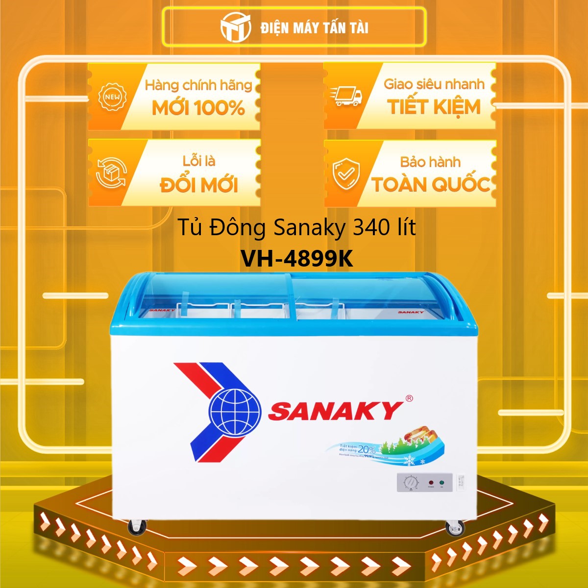 VH-4899K - Tủ Đông Sanaky 340 lít VH-4899K - Dàn lạnh đồng Làm lạnh nhanh Trang bị bánh xe Dễ dàng d