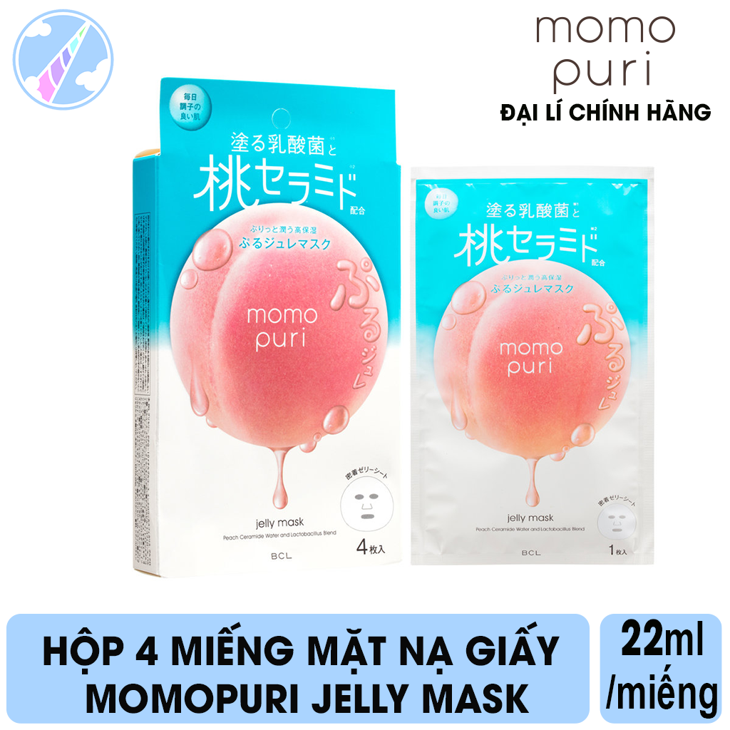 [Hcm]Hộp 4 Miếng Mặt Nạ Giấy Momopuri Jelly Mask