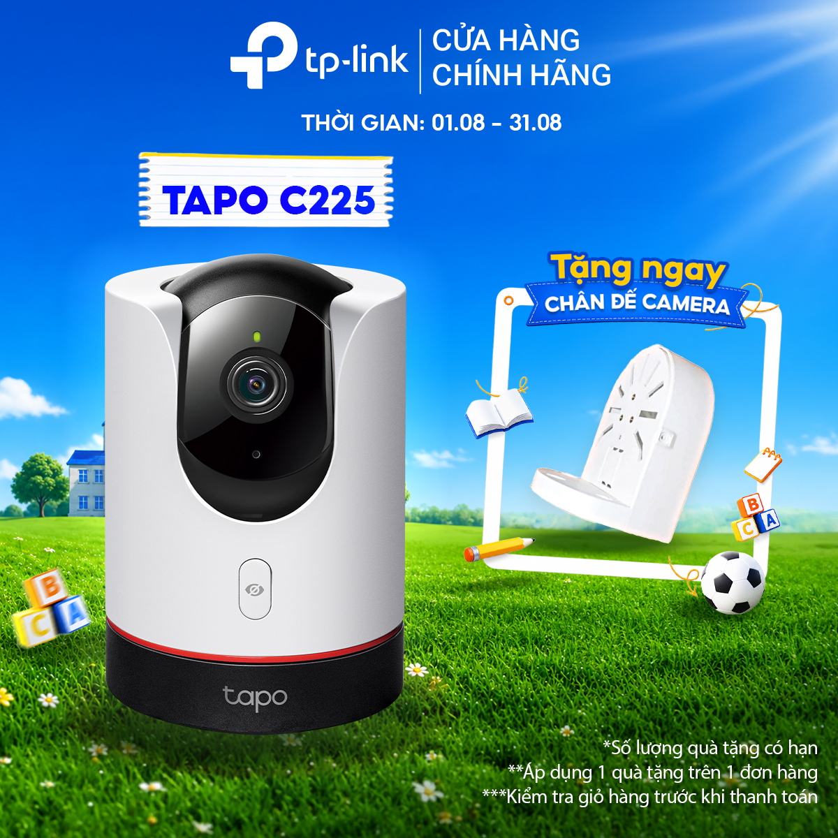 Camera IP Wifi Tapo C225 - Quay quét 360 độ, Phát hiện người và xe cộ