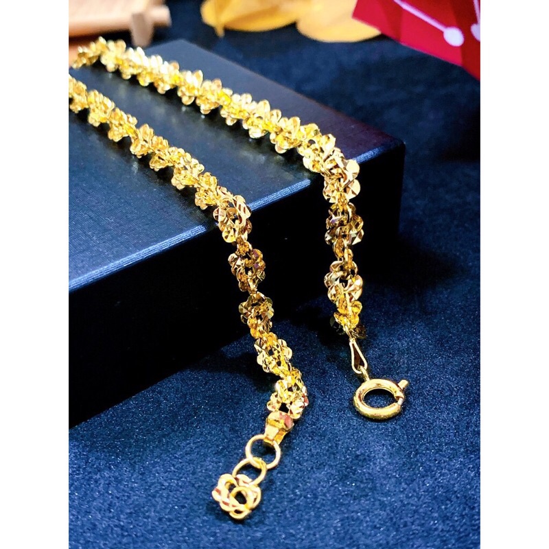 𝗟𝗮̆́𝗰 𝘁𝗮𝘆 mạ vàng 18k xoắn hoa mai vòng tay nữ xoắn lá bền màu khắc ký hiệu