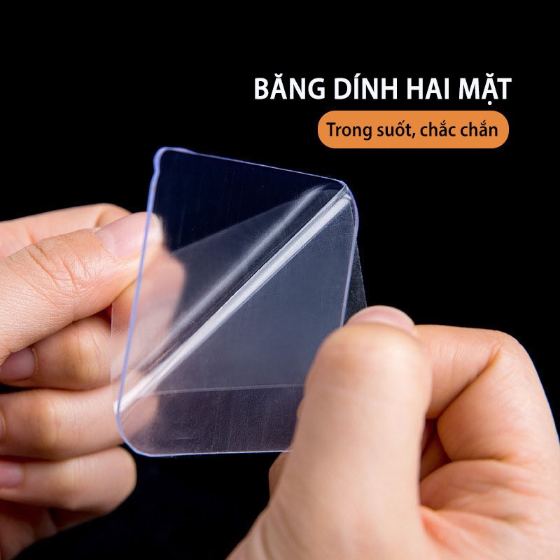 Băng dính trong suốt 2 mặt siêu dính Nano 3cm*3m băng keo hai mặt dính mọi bề mặt tiện lợi
