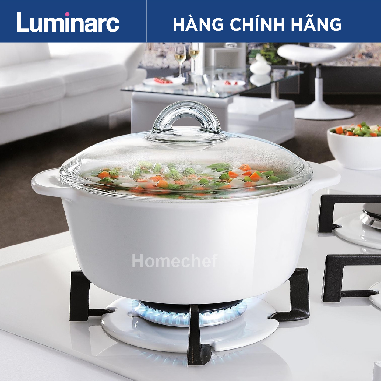 Nồi thủy tinh Luminarc Vitroline 2L dùng bếp ga hồng ngoại sản xuất tại Pháp bảo hành 10 năm - C6318