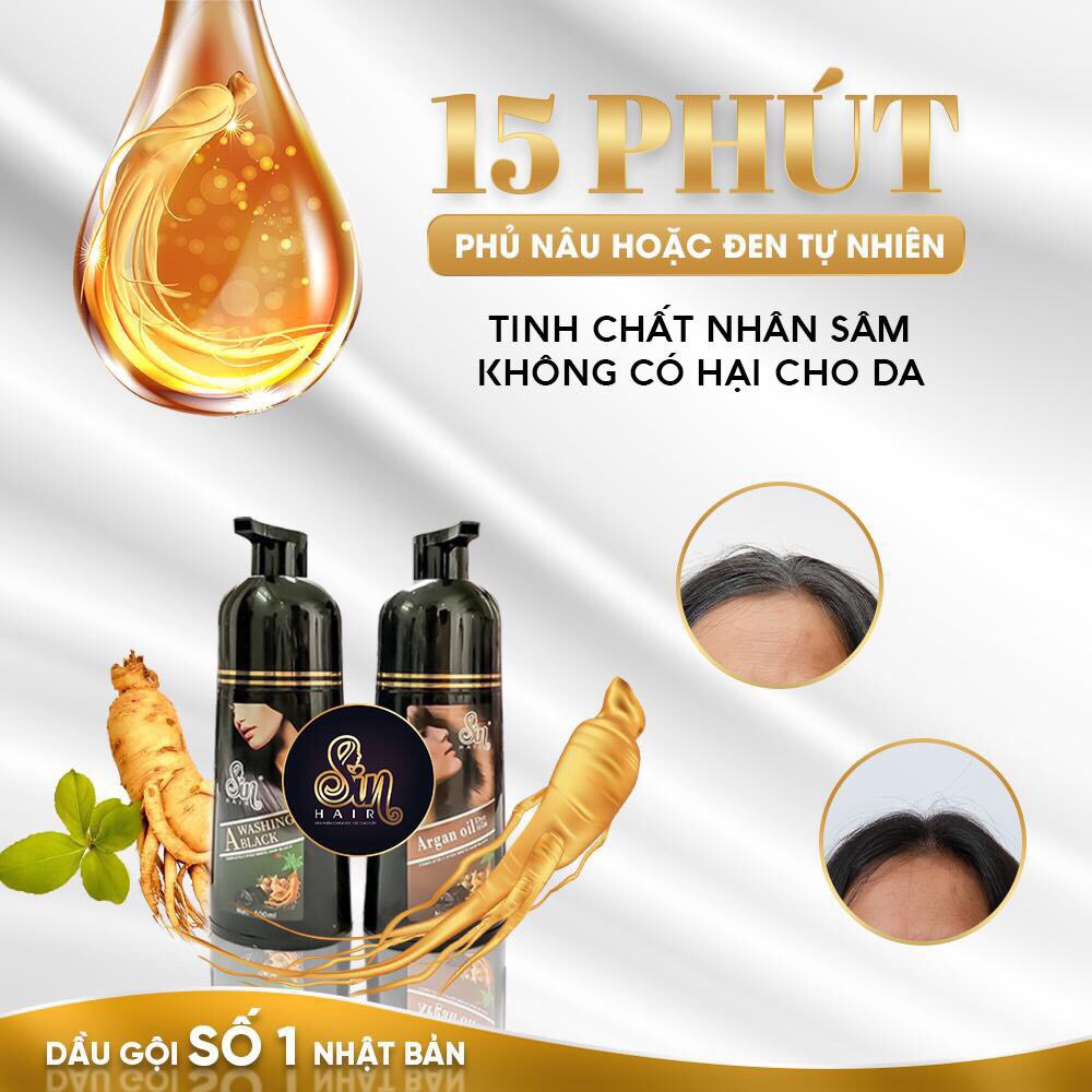 Sin Hair Dầu Gội Phủ Bạc Đen Tóc Nhật Bản 500Ml