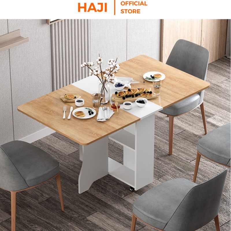 Bàn ăn di động điều chỉnh kích thước hiện đại, Bàn ăn gỗ tiết kiệm không gian kiểu dáng sang trọng HAJI BTM5 | Lazada.vn Bàn Ăn Di Động Điều Chỉnh Kích Thước Hiện Đại, Bàn Ăn Gỗ Tiết Kiệm Không Gian Kiểu Dáng Sang Trọng Haji Btm5 | Lazada.Vn