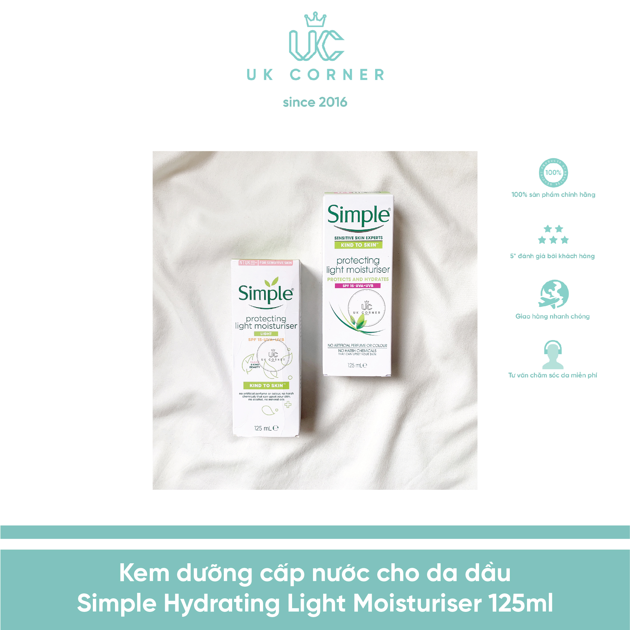 Kem Dưỡng Cấp Nước Simple Hydrating Light Moisturiser (Da Dầu) 125Ml