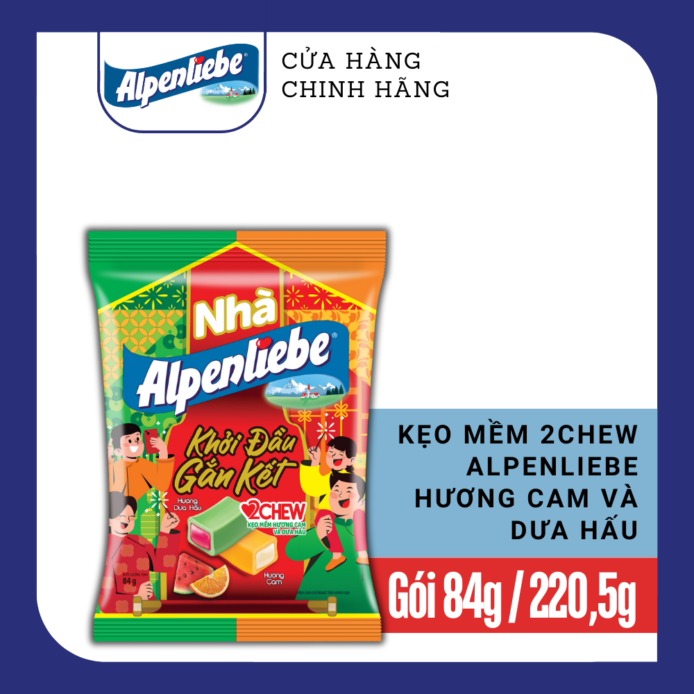 Kẹo Mềm Alpenliebe 2Chew từ nước ép trái cây hương Dâu Nho Chanh dây hạt chia và phiên bản Trung Thu