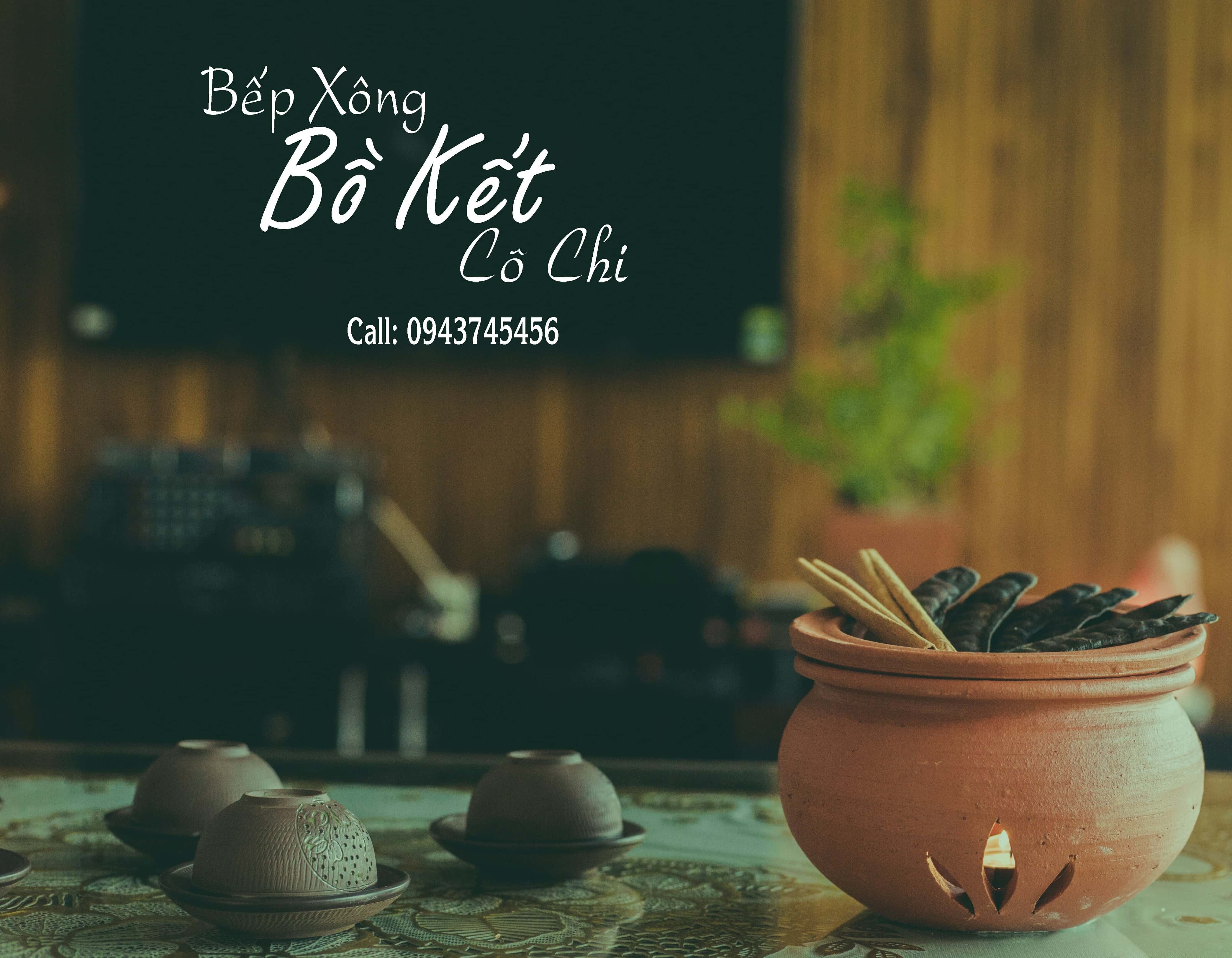 BẾP XÔNG BỒ KẾT ĐỎ GẠCH HỌA TIẾT CỎ BA LÁ