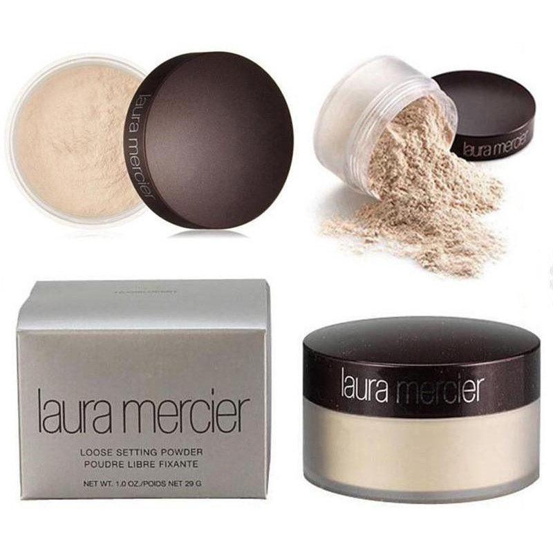 Phấn Phủ Dạng Bột + Bông Mút Laura Mercier Ready Set Go Deluxe Mini Translucent Loose Setting Powder & Mini Velour Puff Full Size