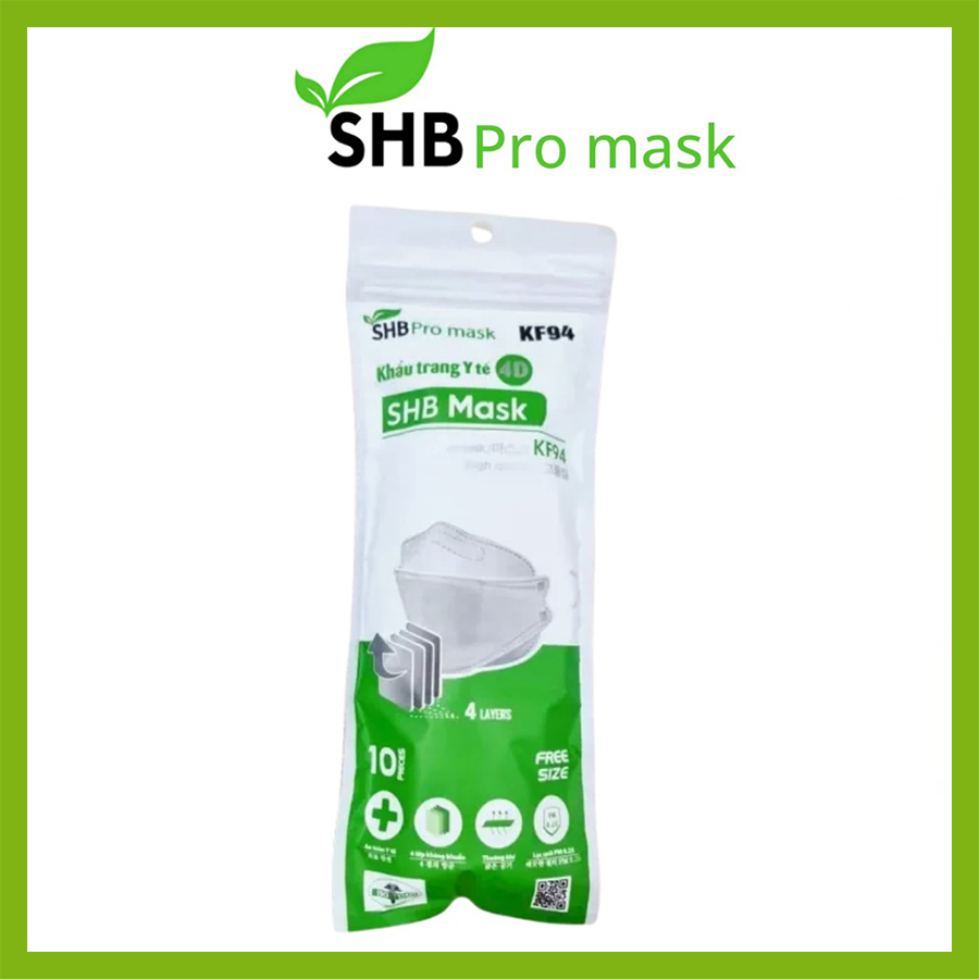 Khẩu Trang Y Tế 4 Lớp SHB Pro Mask 4D KF94 Kháng Khuẩn Chống Bụi