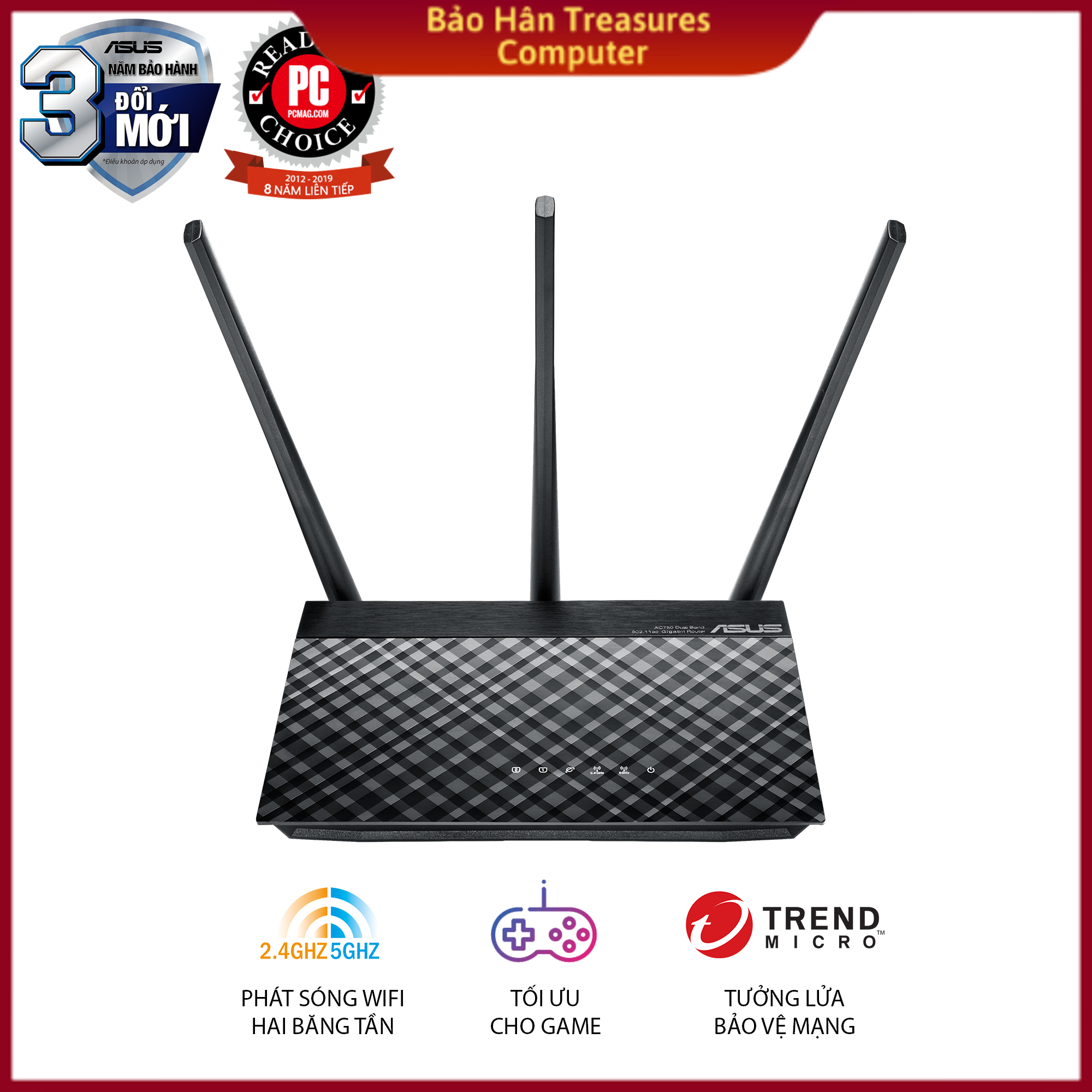 Router Wifi Băng Tầng Kép ASUS AC750 RT-AC53 - Hàng Chính Hãng