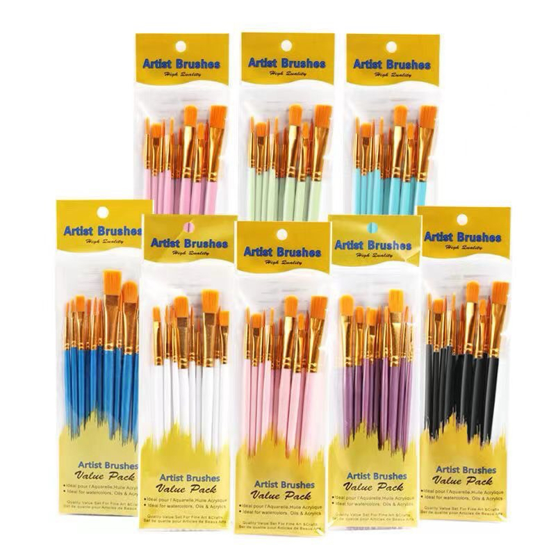 Set 10 cọ vẽ màu Patel siêu cute set cọ vẽ chuyên dùng vẽ tranh đủ kích cỡ (dùng cho màu nước acrylic)