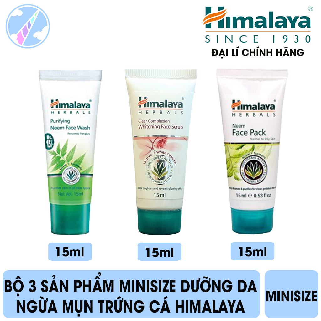 [Hcm]Bộ 3 Sản Phẩm Minisize Dưỡng Da Ngừa Mụn Trứng Cá Himalaya 15Ml