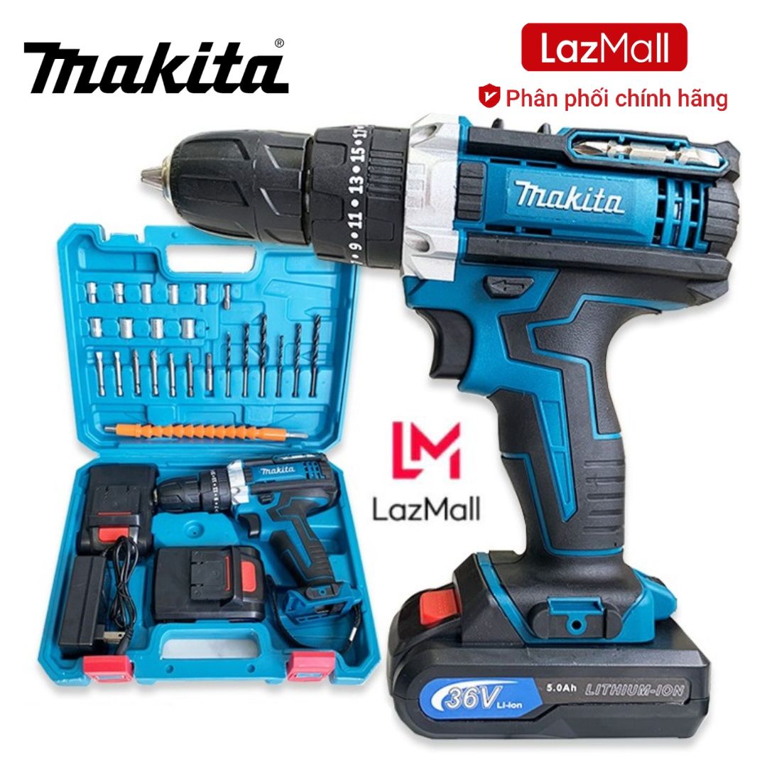 Máy khoan Bê Tông Máy Khoan Pin Bãi Nhật Máy khoan pin 36V Makita 3 chức năng có búa siêu khỏe - Tặn