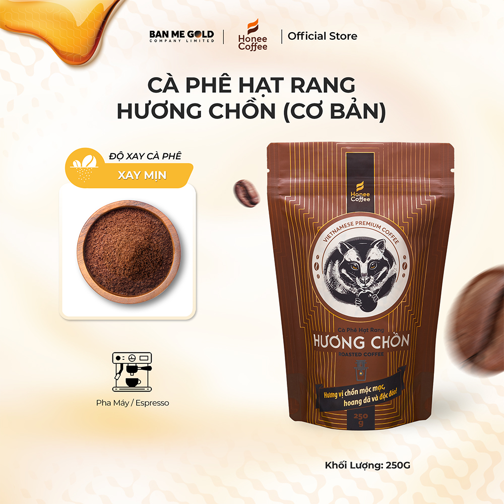 [CƠ BẢN] Cà Phê Hương Chồn (Nâu) Hạt Rang Mộc (250g) Cafe Chồn Nguyên Chất Chính Hãng Ban Me Gold - 