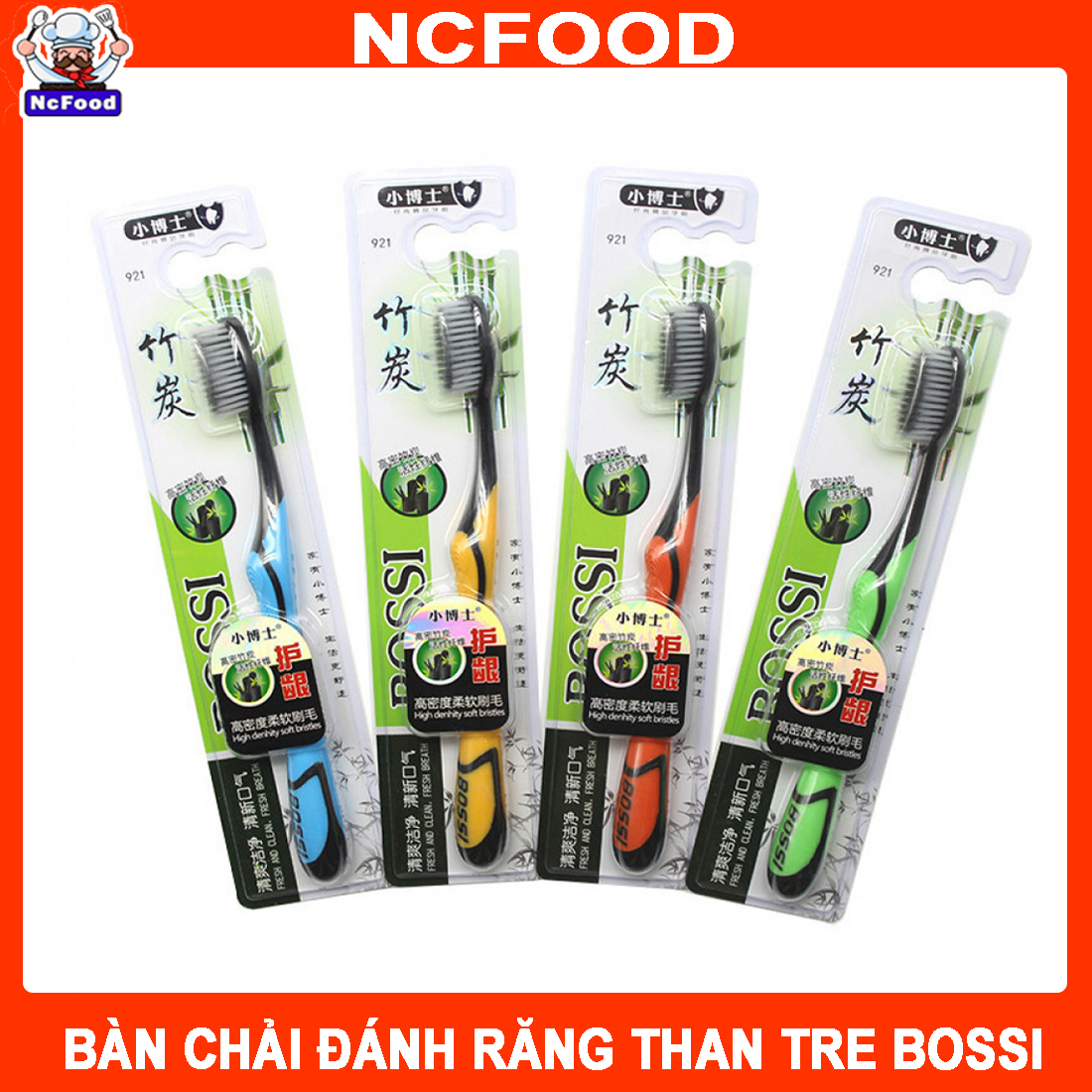 (Freeship Max) Bàn Chải Đánh Răng Than Tre Bossi Cao Cấp Hàn Quốc (Ncfood)