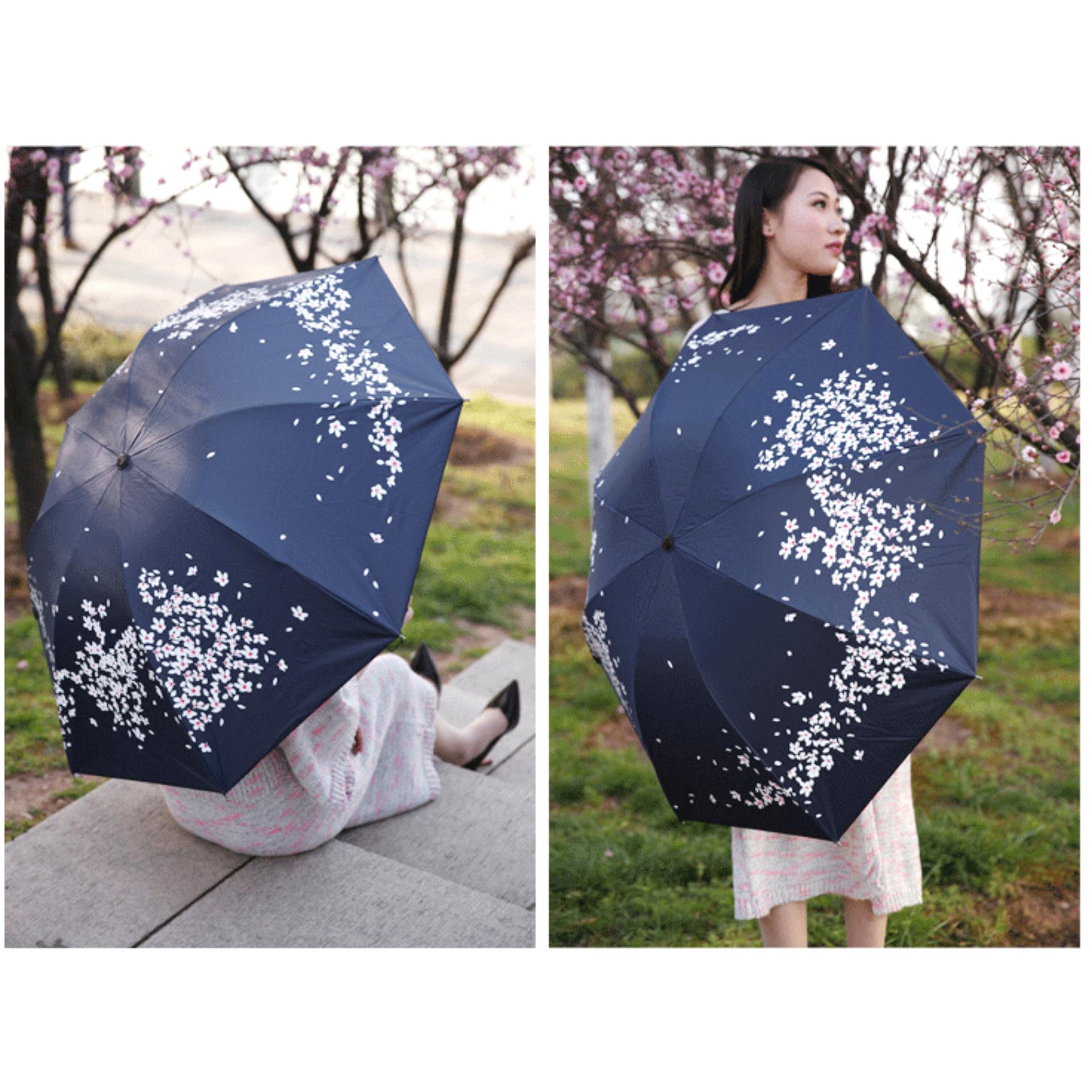 Dù xếp hoa anh đào V.3 (màu xanh đen)