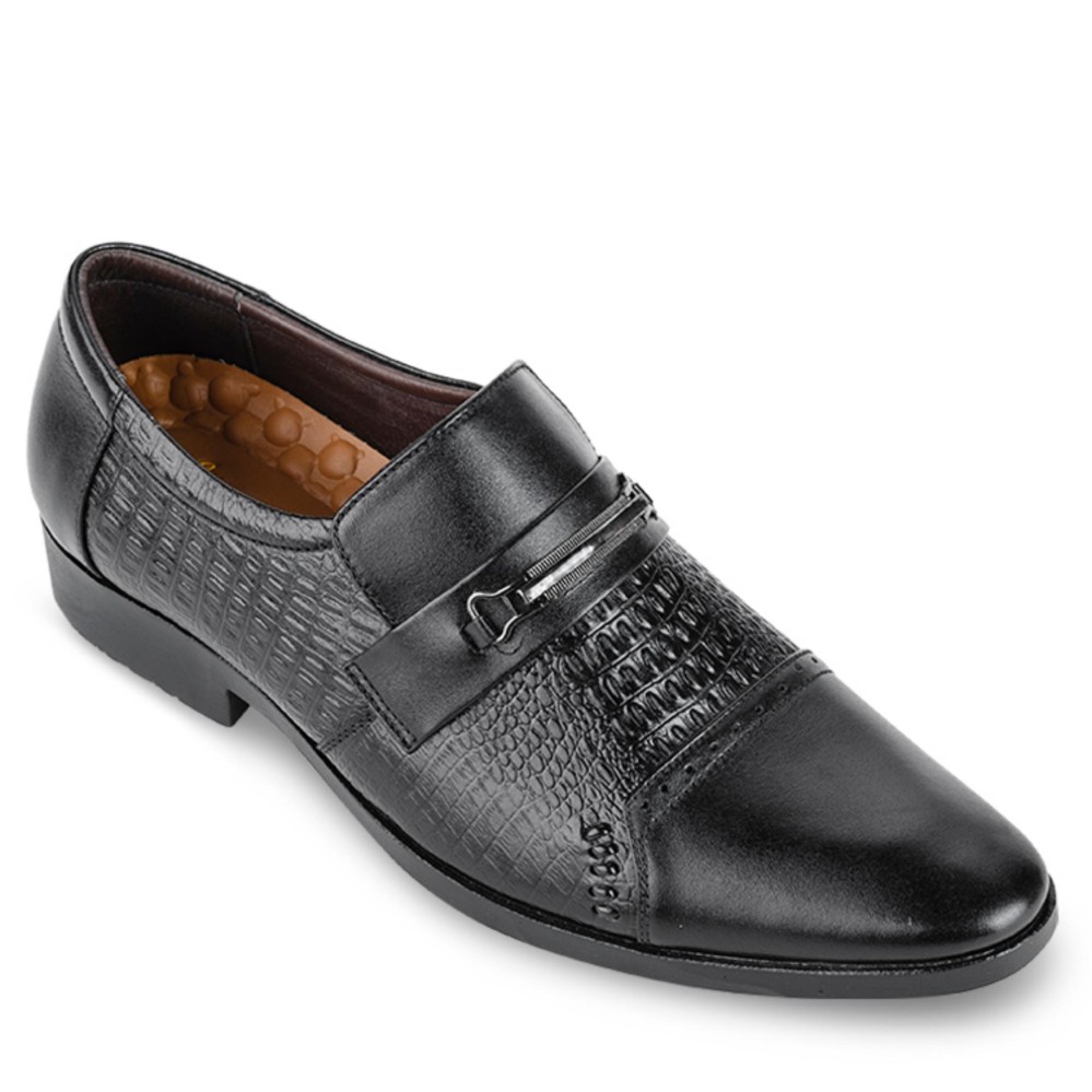 Giày tây nam da thật vân cá sấu SUNPOLO SUS502 phiên bản đen