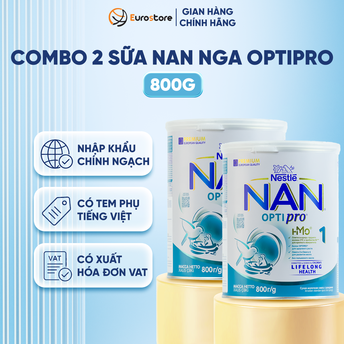 [DATE 2027] Sữa Nan Nga HMO Optipro số 1 2 3 4 Mamako Bổ Sung Dinh Dưỡng Cho Bé Hộp 800g