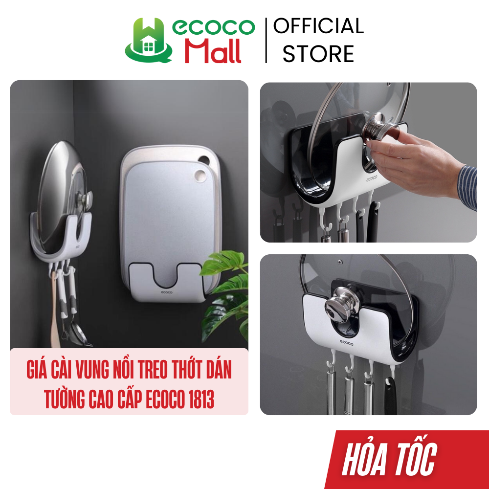 Giá cài nắp vung nồi ECOCO Kệ treo thớt đồ nhà bếp dán tường cao cấp 1813