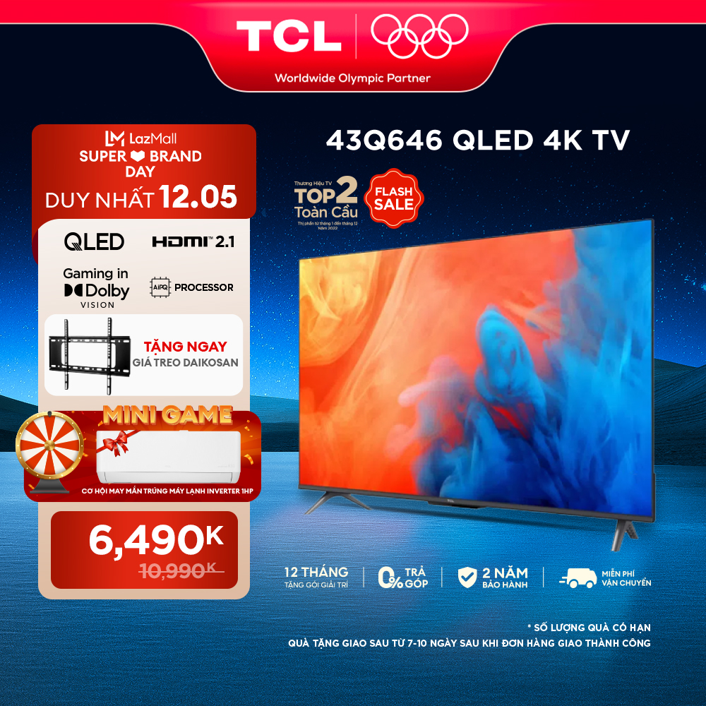 [ ĐÓN CHỜ 12.05 SUPER BRAND DAY TCL - VOUCHER 15% - MUA TV TẶNG KHUNG TREO TV ] Google Tivi QLED TCL