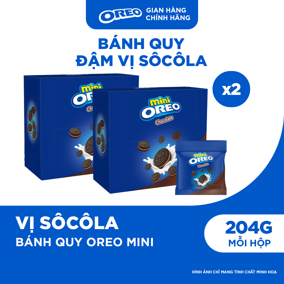 Combo 2 Bánh Quy Oreo Mini Với Kem Vị Sôcôla 204g