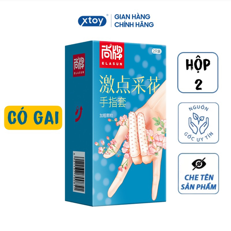Bao cao su ngón tay ELASUN Gân gai hương hoa quả nhiều gel bôi trơn hộp 2 bcs