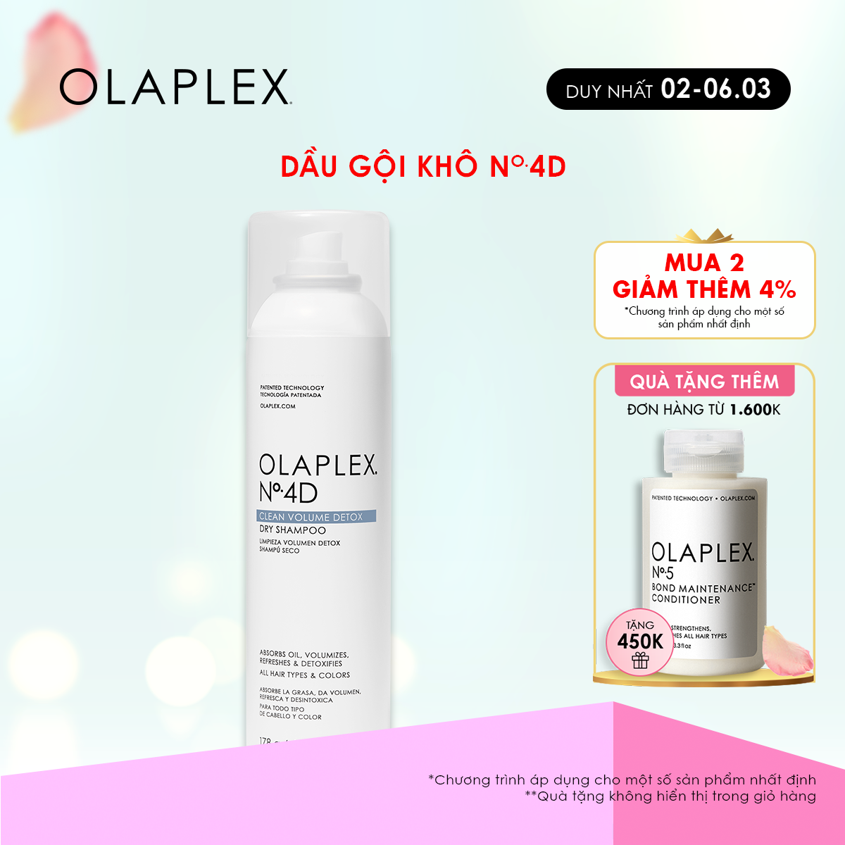 Dầu gội khô Olaplex No.4D Clean Volume Detox Dry Shampoo 178g / 250ml