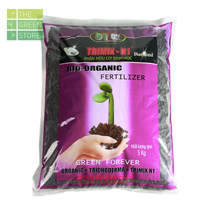 Phân hữu cơ Trimix N1 (GÓI 5KG/ 1KG/ 500G) dạng viên tan chậm rễ khỏe cây sinh trưởng mạnh cho hoa l