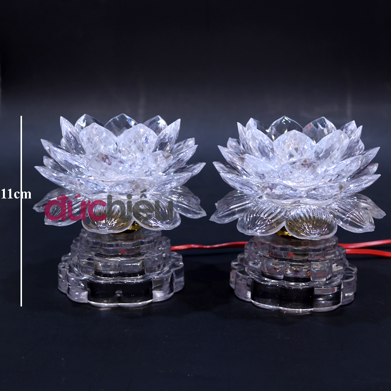 [ Hàng loại 1 ] Bộ 2 đèn thờ cúng hoa sen đổi nhiều màu đèn hoa sen bàn thờ đồ thờ cúng | Đức Hiếu Shop