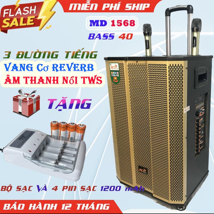 LOA KÉO NHẬP KHẨU CM MD1568 BASS 40 BA ĐƯỜNG TIẾNG BO MẠCH HIỆN ĐẠI TẶNG 2  MÍC KIM LOẠI UHF XỊN SÒ