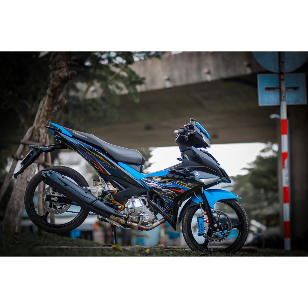 [  ] Tem Rời Dán Xe Exciter 150 Mẫu Lửa Xanh Đen Đỏ