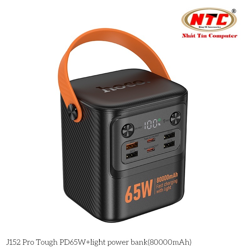 Pin sạc dự phòng Hoco J152 Pro 80000mAh 2 cổng TypeC PD In / Out 65W & USB-A max 22.5W Sạc được Lap/