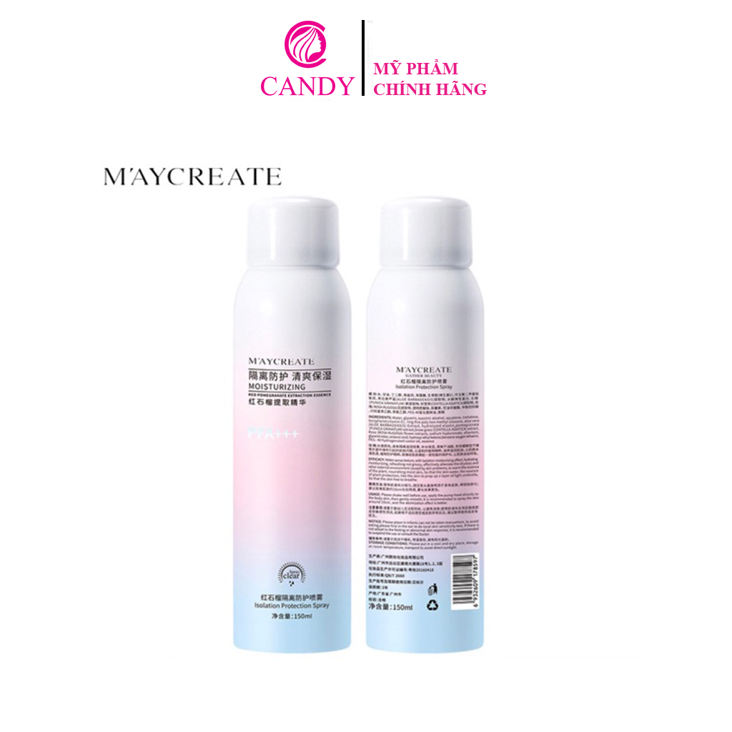 [Hcm]Xịt Chống Nắng Trắng Da Maycreate 150Ml