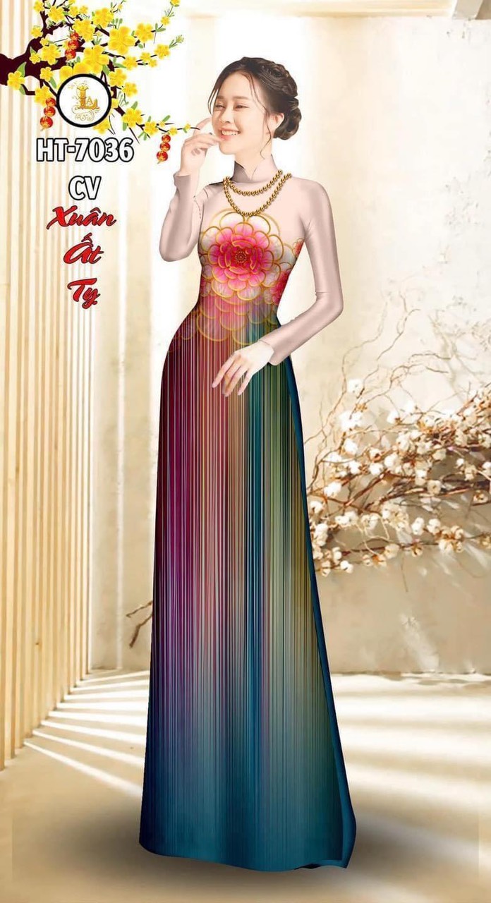 VẢI MAY ÁO DÀI (chỉ bán vải) màu xanh cổ vịt trung niên-mẫu vài bà sui sang trọng