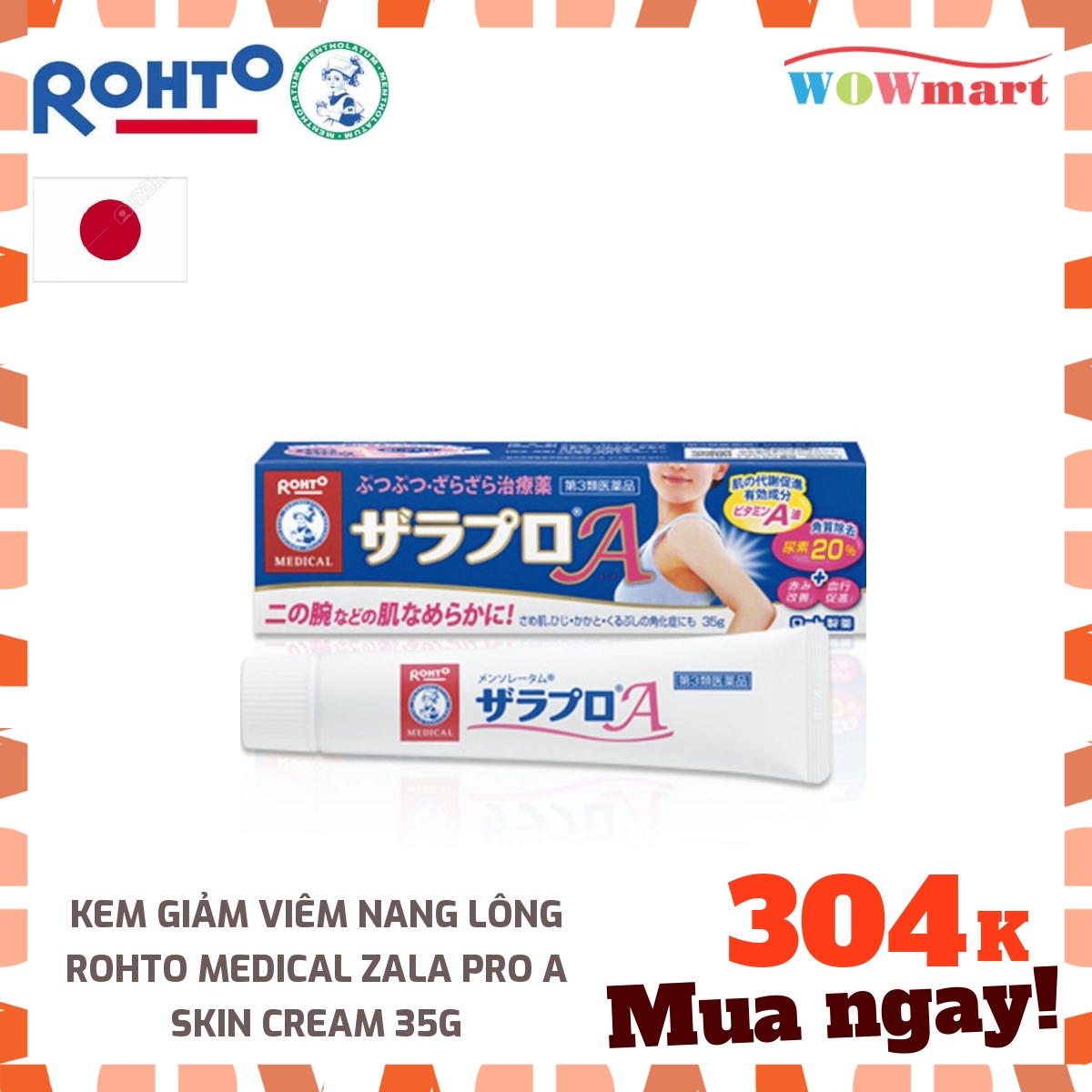 [Hcm]Kem Giảm Viêm Nang Lông Rohto Medical Zala Pro A Skin Cream 35G - [Nhật Bản]