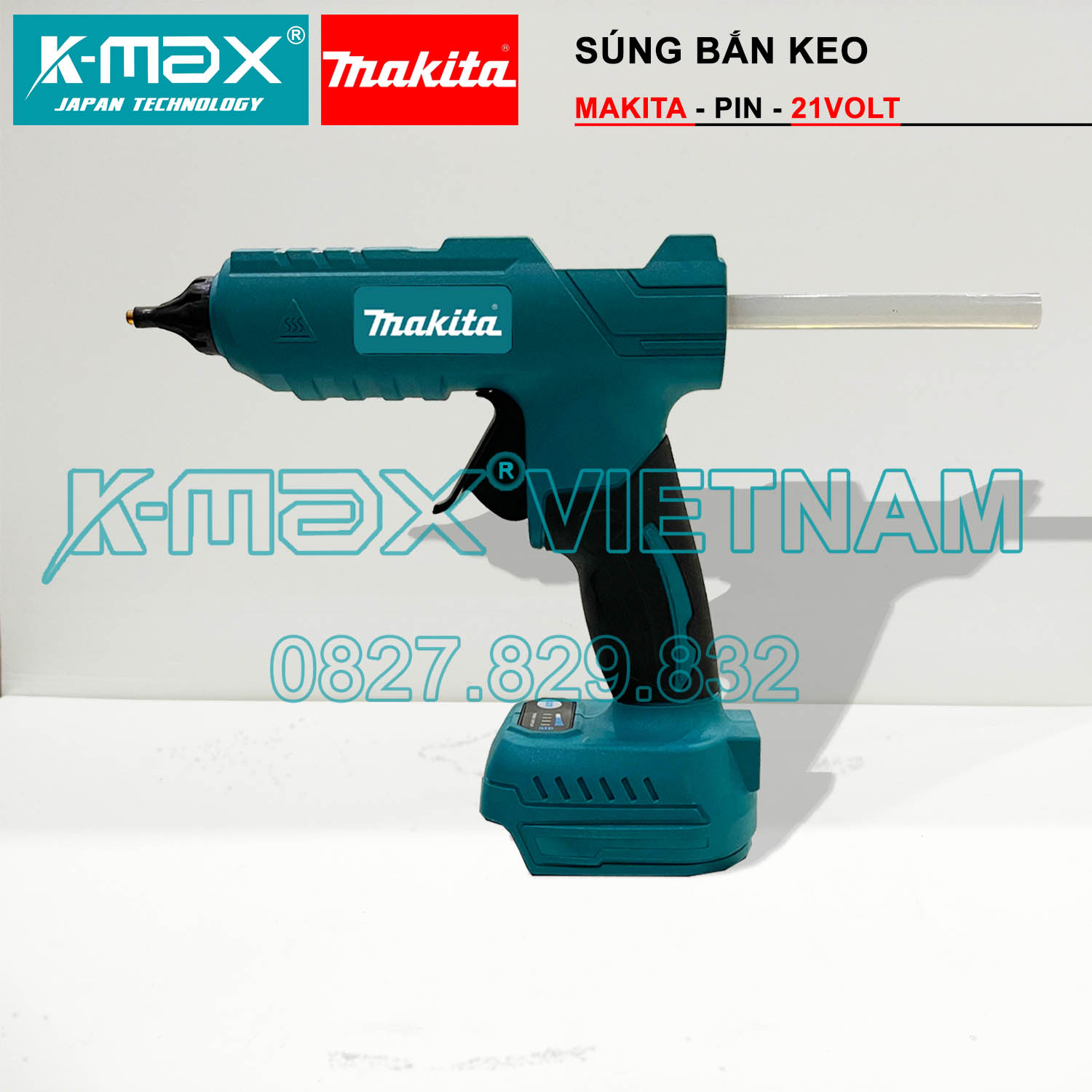 Súng bắn keo dùng pin chân phổ thông Makita 18 - 21volt - Súng bắn keo nến - Nóng nhanh - Tiện dụng