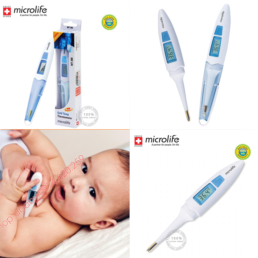 Nhiệt Kế Điện Tử Microlife Mt200 - Đo Nhanh 10 Giây Cho Kết Quả Đầu Mềm Mạ Vàng Chống Kích Ứng Da