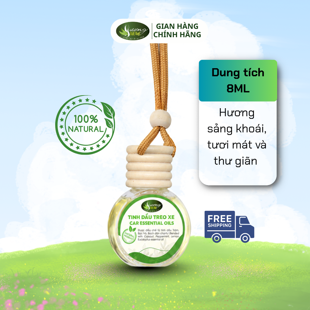 Tinh Dầu Treo Xe Hương Đất Việt Từ Bạc Hà Tràm Bạch Đàn Chanh - Khử mùi hôi Ngăn Côn Trùng Thơm phòng Thư Giãn Tự Nhiên